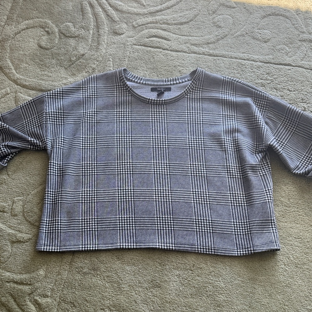 Forever 21 Black & White Plaid Cropped Top